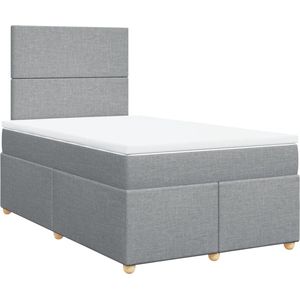 vidaXL - Boxspring - met - matras - stof - lichtgrijs - 120x190 - cm