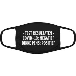 Grappig mondkapje test uitslag| dikke pens | gezichtsmasker | bescherming | bedrukt | logo | Zwart mondmasker van katoen, uitwasbaar & herbruikbaar. Geschikt voor OV