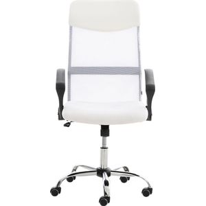 Bureaustoel - Kantoorstoel - Design - In hoogte verstelbaar - Hoge rugleuning - Mesh - Wit  - 60x53x118 cm