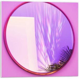 Forex - Roze Spiegel met Grassen - 50x50cm Foto op Forex