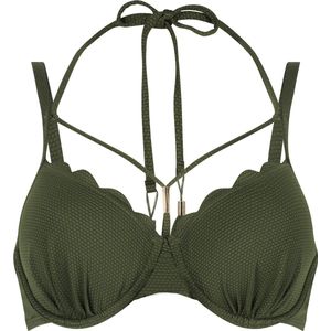 Hunkemöller Dames Badmode Voorgevormde beugel bikinitop Scallop - Groen - maat E75