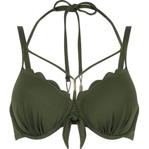 Hunkemöller Dames Badmode Voorgevormde beugel bikinitop Scallop - Groen - maat A75