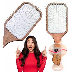 Gorgol Houten Haarborstel met Metalen Pinnen en Massagebal