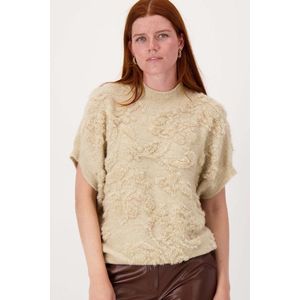 Zusss Mouwloze Trui Met Lurex Jacquard Beige