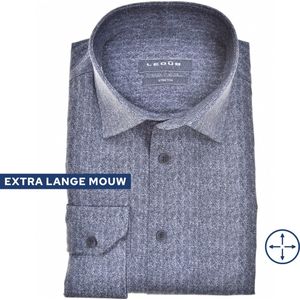 Ledub modern fit overhemd - mouwlengte 72 cm - popeline - donkerblauw dessin - Strijkvriendelijk - Boordmaat: 38