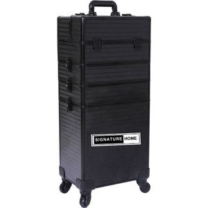 Signature Home Paris cosmetica koffer - XL professionele Make-up Koffer - afsluitbaar Make-up Trolley - Met 4 uittrekbare vakken - Zwart
