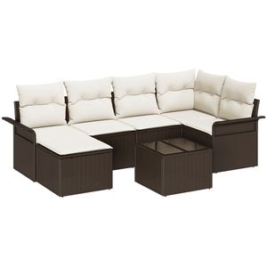 vidaXL - 6 - Delige - Tuin - Sofa - Set - met - Kussens - Grijs - Poly - Rattan
