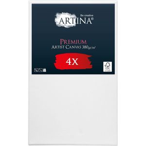 Artina Set van 4 Schildersdoeken 70x100 cm - FSC® Schildersdoek 4 Stuks - Premium Canvas Dubbel Geprimed Spieraam Wit