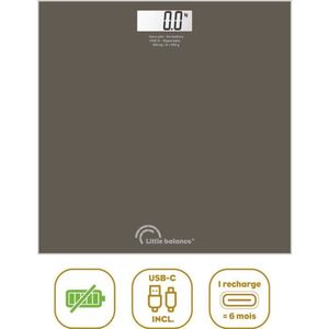 LITTLE BALANCE - SB3 - Badkamerweegschaal - Oplaadbaar via USB-C - Tot 180 kg