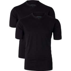 CASA MODA T-shirts (2-pack) - V-neck - zwart - Maat: M
