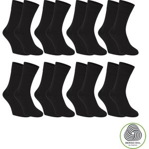 Sorprese 8 Paar Merino Wollen Sokken - Maat 43-45 - Zwart - Naadloos - Superzacht - Sokken Heren - Sokken Dames - Cadeau