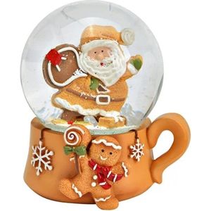 Wurm - Sneeuwbol - Kerstman - Gingerbread kerstman - Zak cadeaus - Voet als kopje - Kerstmis - Kerstdecoratie - 8x7x9cm - Polyresin/glas