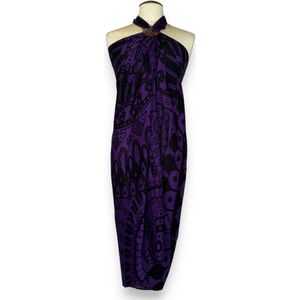 Sarong / pareo - Strandkleding wikkelrok / strandjurk - Zwart / paarse Mandala