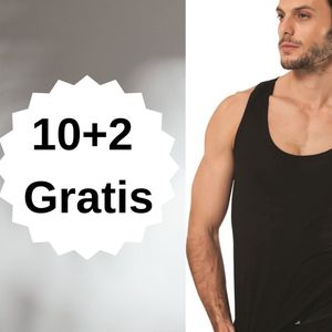 10+2 Pack Mode Lotus - Katoen - Mauwloos - Heren Onderhemd - t-shirts - t shirt heren - heren t shirt - Kleur:Zwart - Maat L
