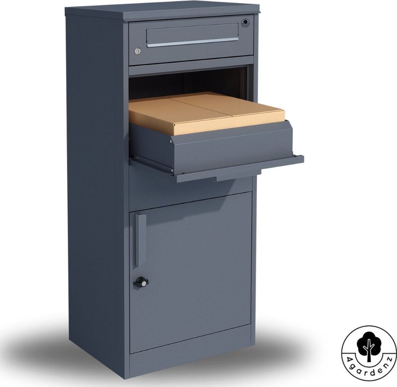 4gardenz® Pakketbrievenbus met apart Postvak - Anti-diefstal - Staande Pakketbox - Antraciet