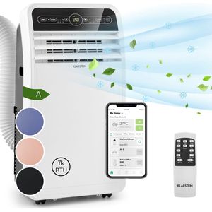 Klarstein Mobiele airconditioner met luchtafvoerslang, 4-in-1 airconditioner, ventilator, luchtontvochtiger & nachtmodus, Kleine & draagbare airconditioner voor thuis & op kantoor, Laag verbruik, 7000 BTU