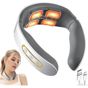 Nekmassager, slimme nekmassager met 6 standen, 9 intensiteitsniveaus, draadloze, draagbare elektrische massager. Geschikt als cadeau Geschikt voor je vrouw, moeder of vriend. Een ideaal kerstcadeau.