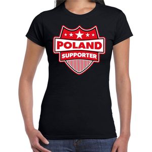 Poland supporter schild t-shirt zwart voor dames - Polen landen t-shirt / kleding - EK / WK / Olympische spelen outfit M