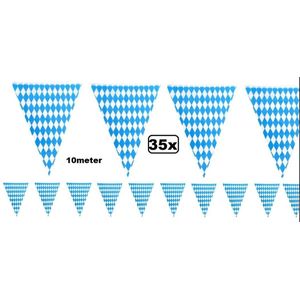 35x Vlaggenlijn Oktoberfest blauw/wit 10 meter - Apres ski bier party festival thema feest