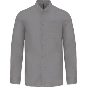 Overhemd Heren 4XL Kariban Maokraag Lange mouw Silver 65% Polyester, 35% Katoen
