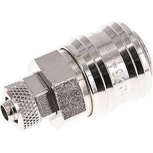 Vernikkeld Messing DN 7.2 (Euro) Luchtkoppeling Snelkoppeling 6x8 mm Push-On Double Shut-Off - CLS7-N-BN-SV-P-6