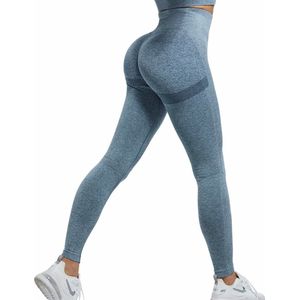 Gym Revolution - Sportlegging dames - Sportkleding dames - Sportbroek dames - Sportlegging - Push up - Shape legging - Sportlegging dames high waist - Hardloopbroek dames - yoga legging dames - Licht blauw Maat XL