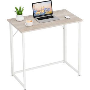 Opvouwbare tafel, bureau, computertafel voor thuiskantoor, werkkamer, inklapbaar, pc-tafel (oak, montage nodig)