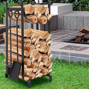 Brandhoutrek - Firewood Rack Metal Firewood Rack for Indoor and Outdoor 78x29x36cm