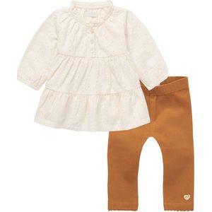 Noppies - Kledingset - 2 delig - Jurk Leawood Butter Cream - Legging Seatac Cathay Spice - Maat 74