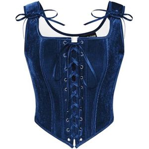 Dameskorset met middeleeuwse en renaissance-stijl, vintage velours bustier met vetersluiting
