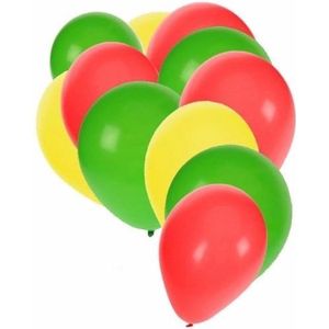 Ballonnen groen/geel/rood 30 stuks