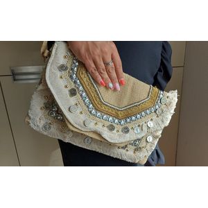 Ibiza styl clutch, clutches, Naturel handtas, Strandtas, Festivaltasje, Zomer tas, Ibiza tas