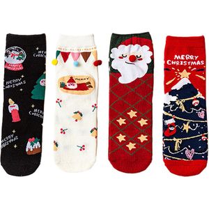 Kerst Sokken Winterankle - Vier Verschillende Ontwerpen - Zacht En Rekbaar - 4 Paar - Geschikt Voor Dagelijks Dragen - Rood/Groen
