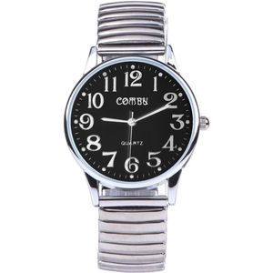 Fako® - Horloge - Rekband - Comby Classic - Ø 36mm - Zwart