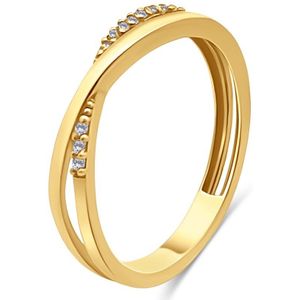 Silventi 9NBSAM-G230355 Gouden Ring met Zirkonia - Dames - 3,8mm Breed - Maat 54 - 14 Karaat - Goud
