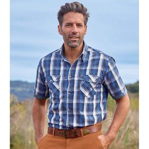 ATLAS FOR MEN - Geruit overhemd van popeline - Heren - Verkrijgbaar in grote maten - M