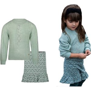 Koko Noko - Kledingset - Meisje - 2delig - Rok - Trui - Light Aqua - Groen - Maat 122