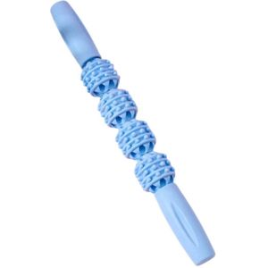S&E Massage Roller met 4 Wielen – Spierontspanning & Afslankroller – Ideaal voor Benen, Rug & Armen – Yoga & Fitness Tool - Blauw