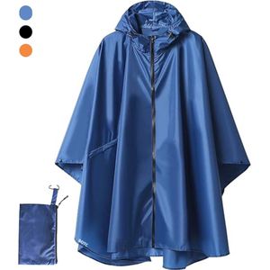 BOTC Poncho - Regenponcho Fiets Dames & Heren - Raincoat Heren - Fietsponcho Fiets - Unisex - Hood en Snap - Waterdicht - Marineblauw