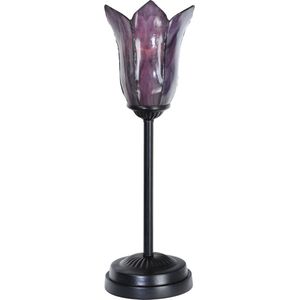 Art Deco Trade - Tiffany slanke tafellamp zwart met Gentian Purple