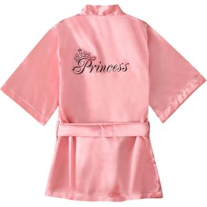 Fiory Kimono Princess | Kinderen| Roze Kimono| 4 jaar| Opdruk Princess | Maat 130 | Kinderen| Roze