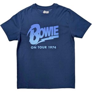 David Bowie - On Tour 1974 Heren T-shirt - XL - Blauw