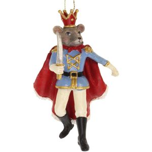 Ornament Muis koning met zwaard 7,5x6x12cm