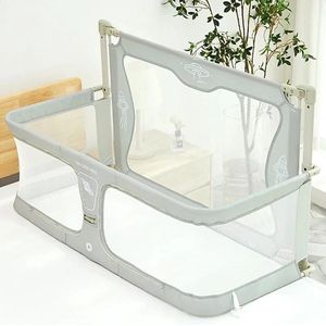 Ariqo Baby Bed - Babybed - Babybedje - Veiligheid Hek - Anti-Val Rail - Opvouwbaar - Met Klamboe - Beige/Grijs - 50x120 cm