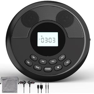 YONO Discman Bluetooth - Draagbare CD Speler - Portable met Oortjes - MP3 - Zwart