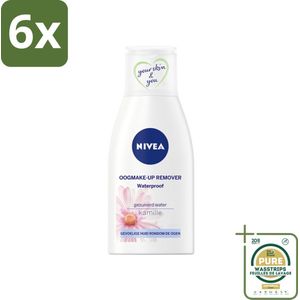 NIVEA - Oogmake-up Verwijderaar - Waterbestendige Make-up Verwijderaar - Voor de gevoelige huid - Met Kamille & Provitamine B5 - 125 ml - Voordeelverpakking - 6 stuks - Gevoelige huid - Kamille