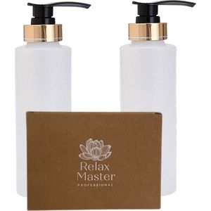 Relax Master® 2x Dispenser 250 ml geschikt voor de Hout-Look Olie Verwarmer - Rond Pompflesje dispenser - Massage Olie Verwarmer - Massage olie
