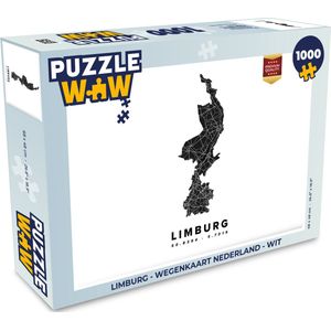 Puzzel Limburg - Wegenkaart Nederland - Wit - Legpuzzel - Puzzel 1000 stukjes volwassenen