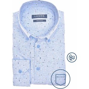 Ledub - Overhemd Print Lichtblauw Borstzak - Heren - Maat 40 - Modern-fit