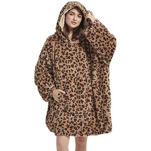 Oversized Fuzzy Deken Hoodie met Cheetah Print